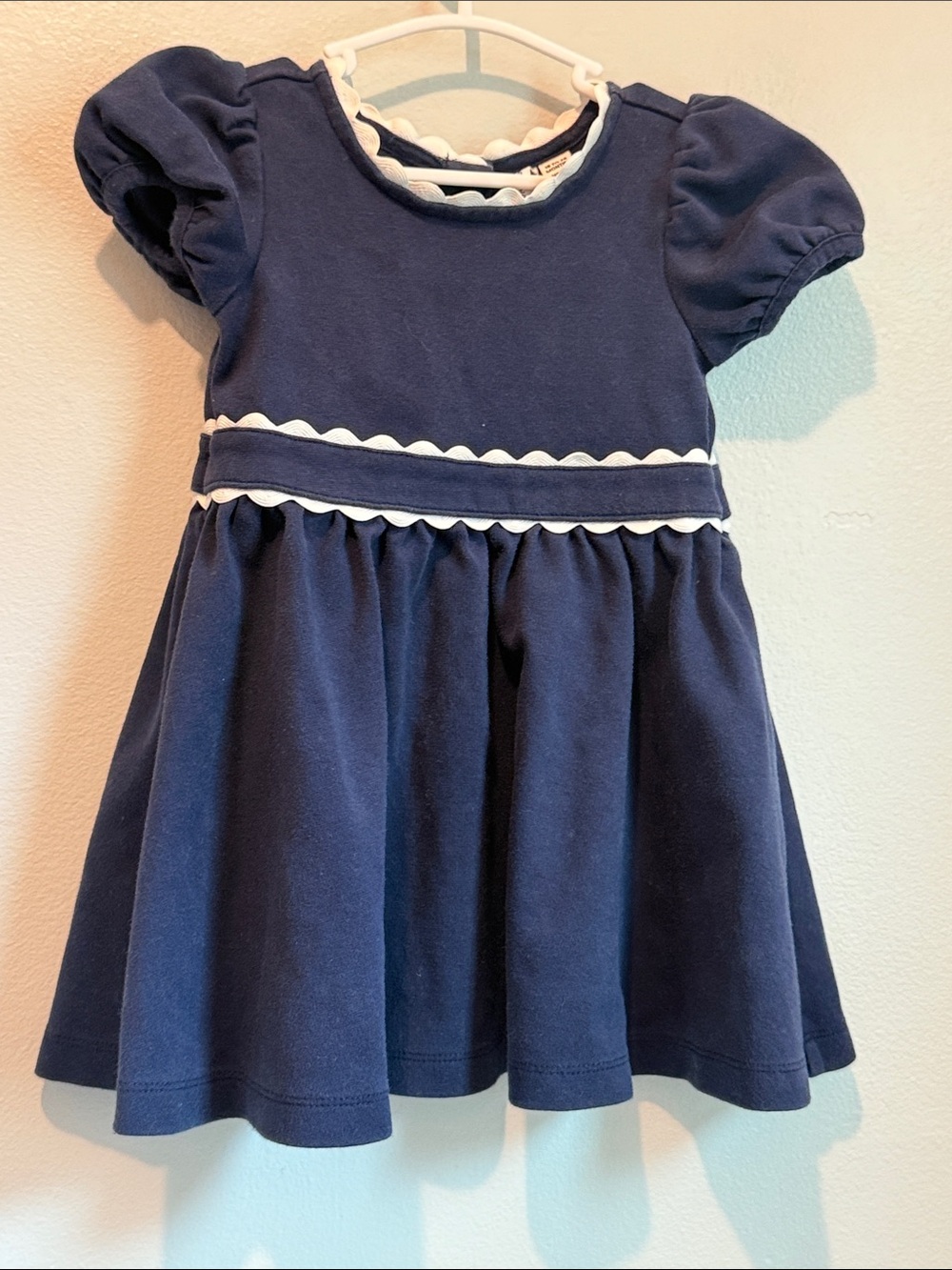 Janie and Jack 18 - 24 Months Navy Ponte Dress with White Trim